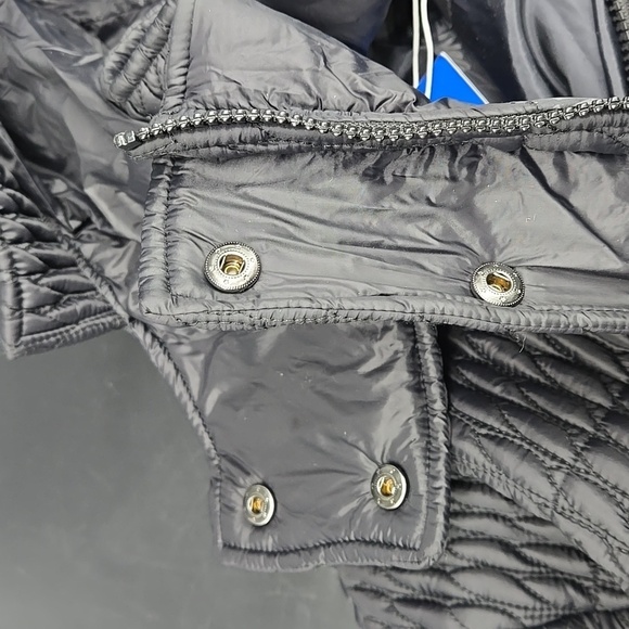 NEW Sixth June Paris Textured Puffer Jacket Hoodie in black Medium - Picture 15 of 15